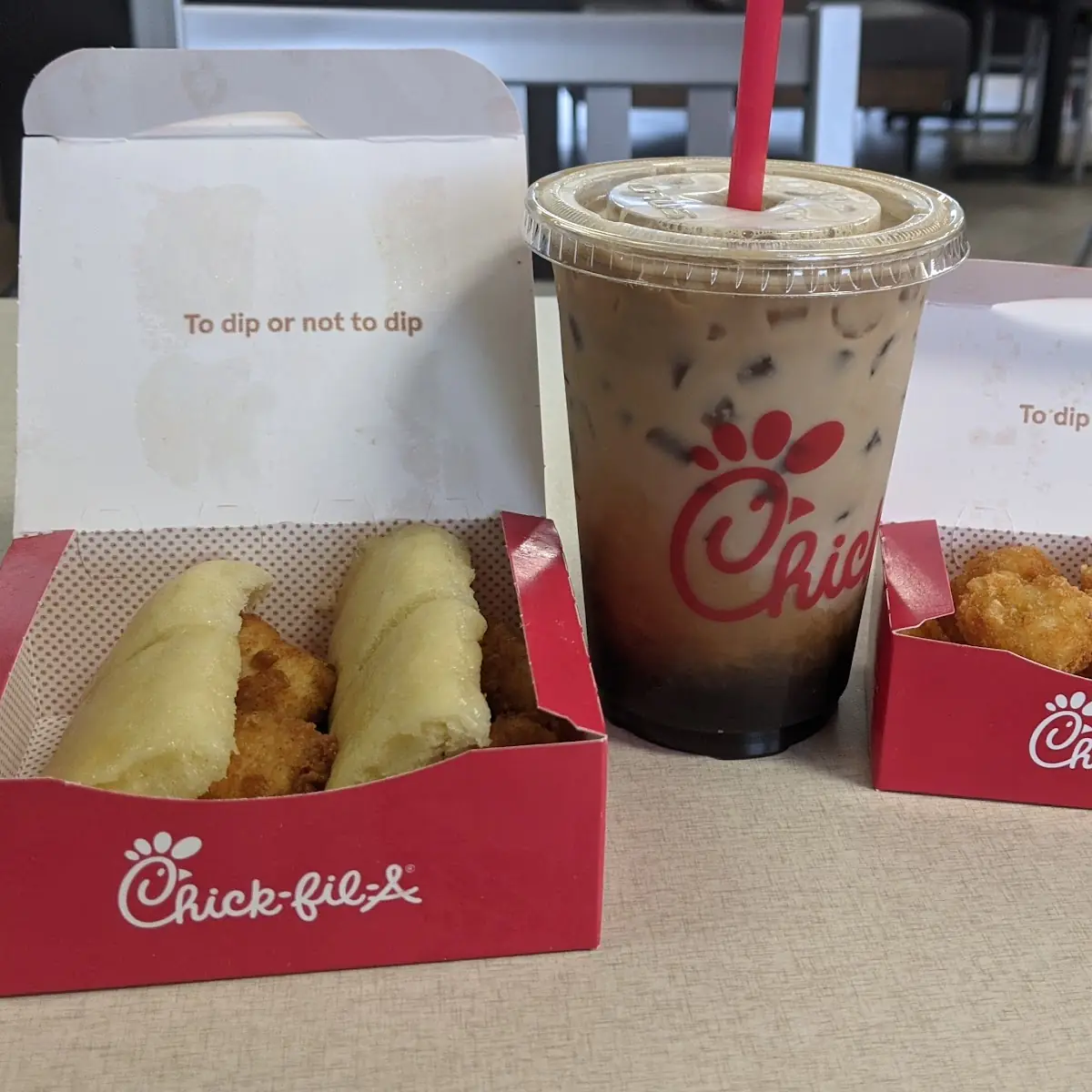 Chick-N-Minis with Hash Browns & a Vanilla Coffee