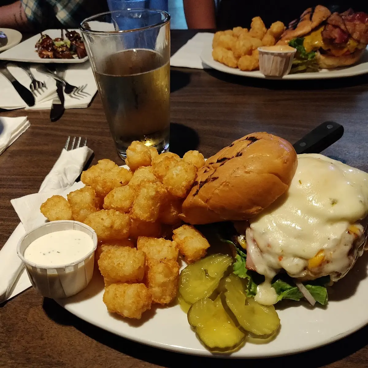 Mushroom Burger with Tots
