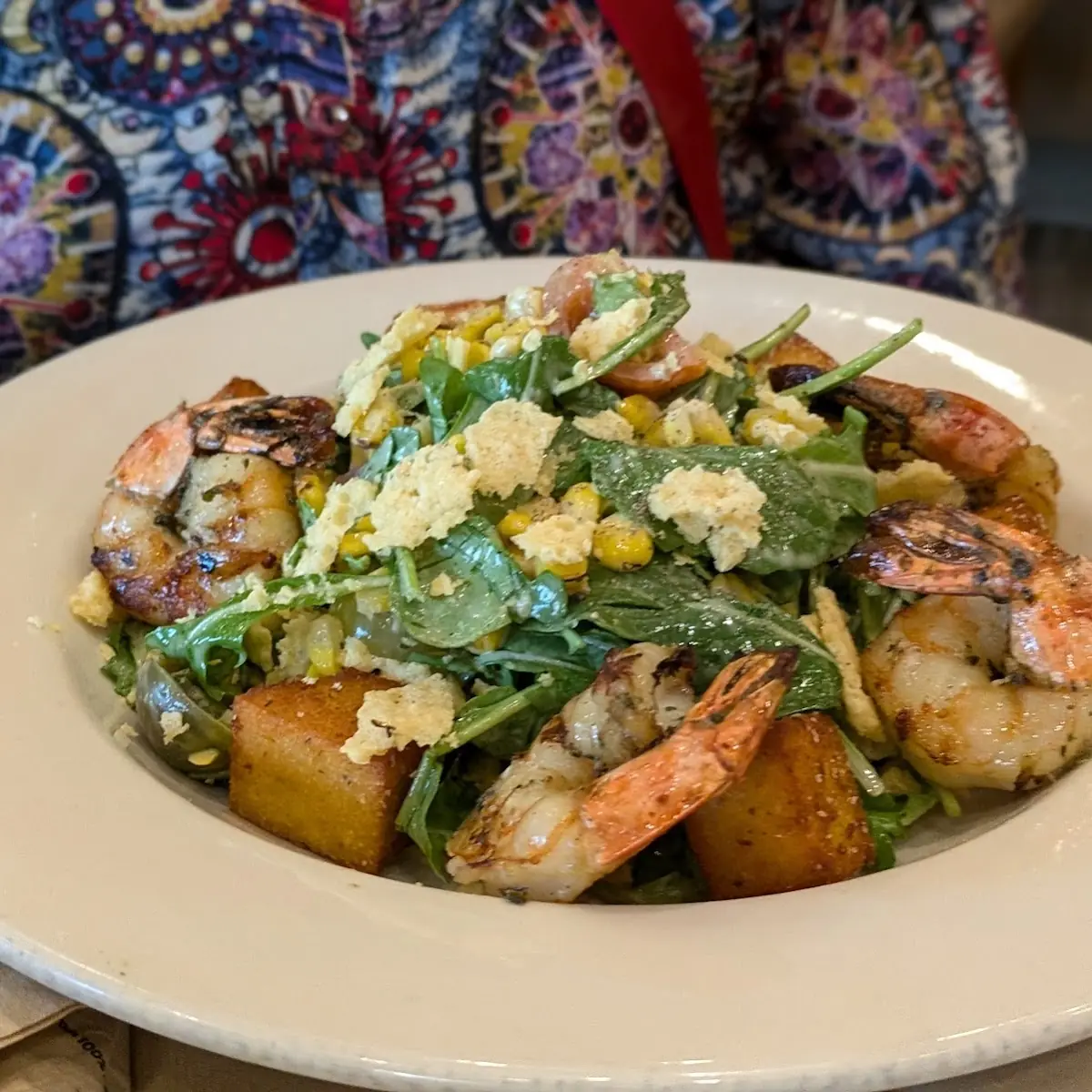 Shrimp Arugula w Sweet Corn Salad