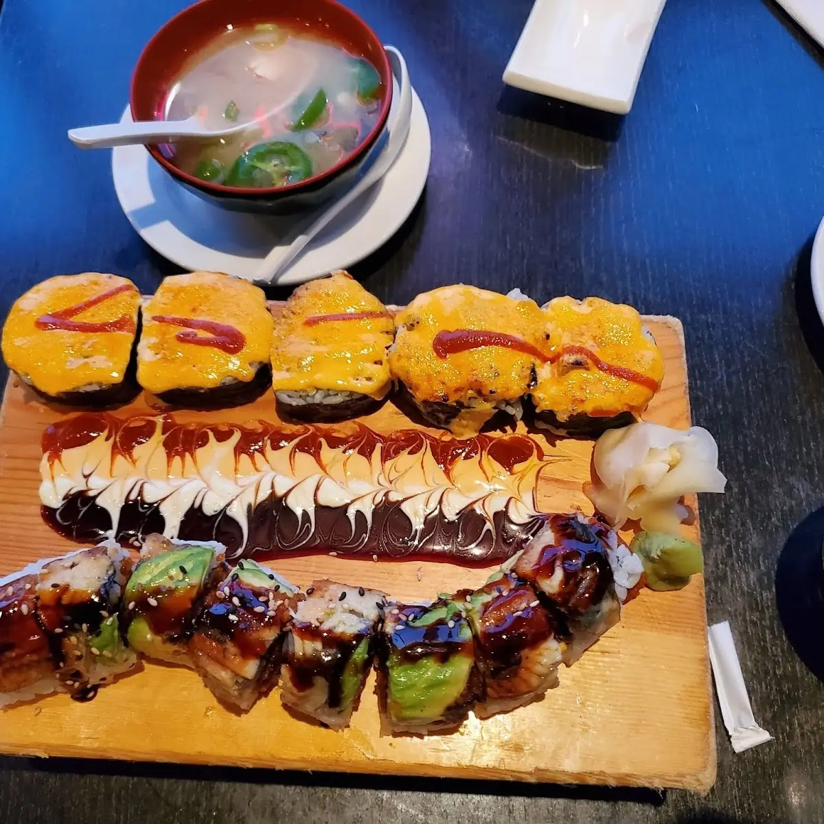 Volcano Roll Fire Dragon Roll Spicy Miso Soups