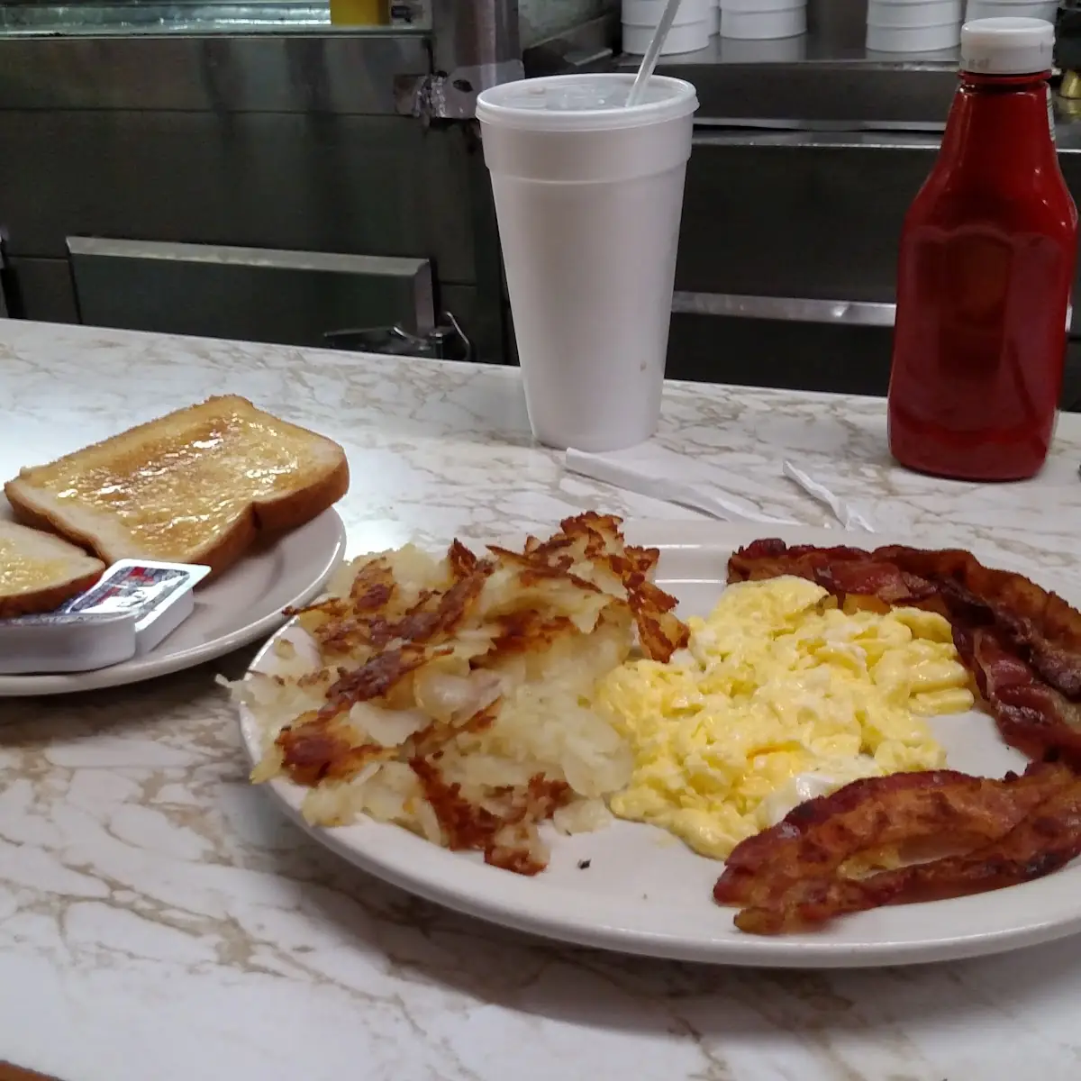 Ham Eggs Hash Browns Toast