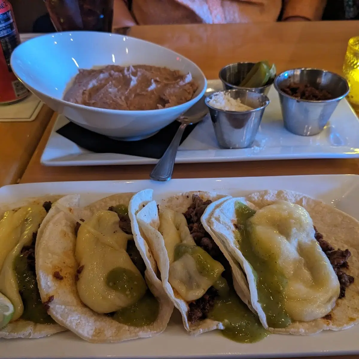 Tacos Verduras with Refried Beans