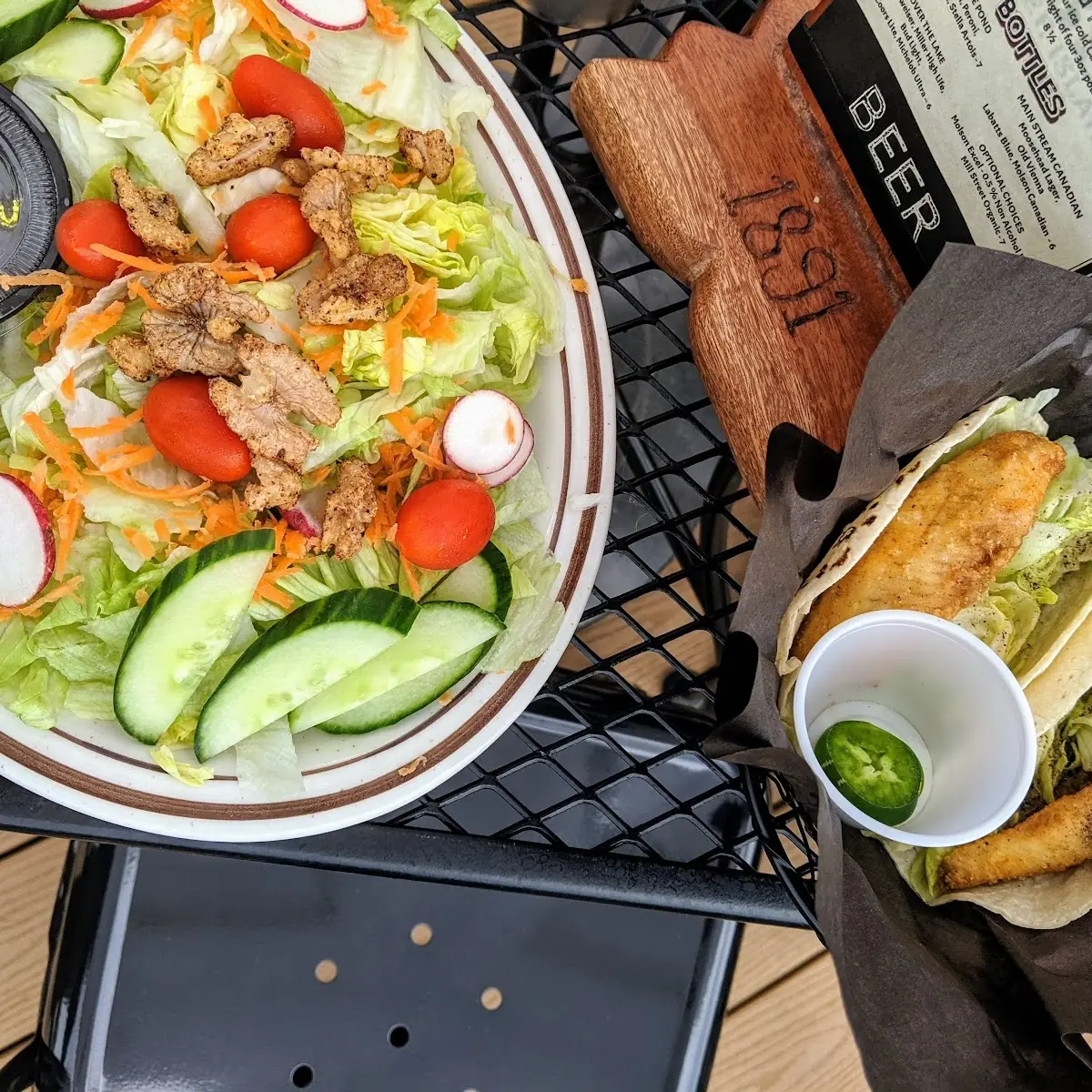 Walnut Mixed Salad with Fish Tacos