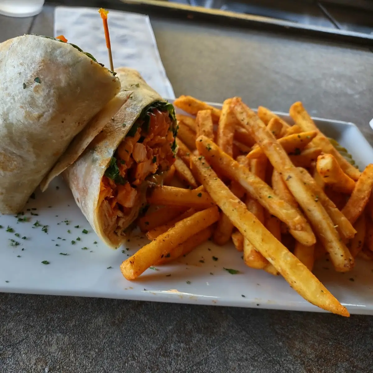 Buffalo Chicken Wrap with Fries