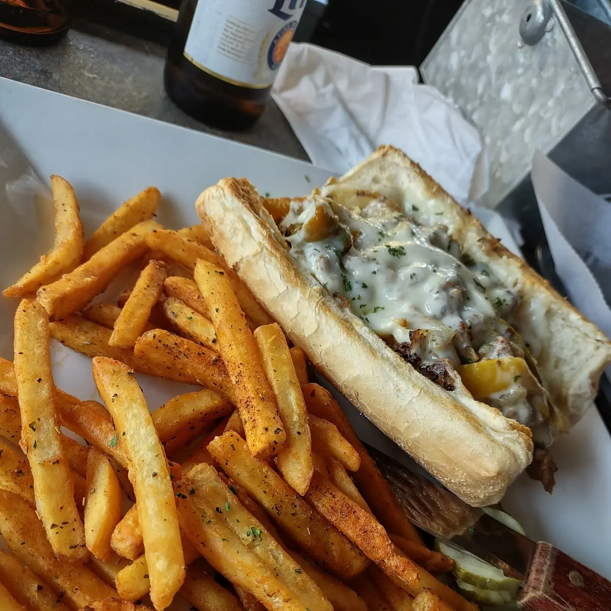 Philly Cheesesteak Sandwich with Fries