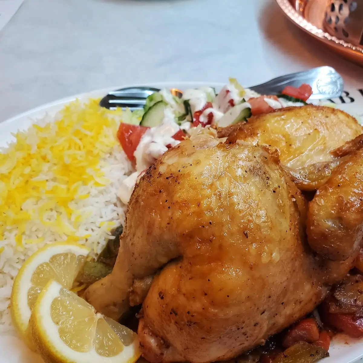 Roasted Half Chicken Salad and Rice