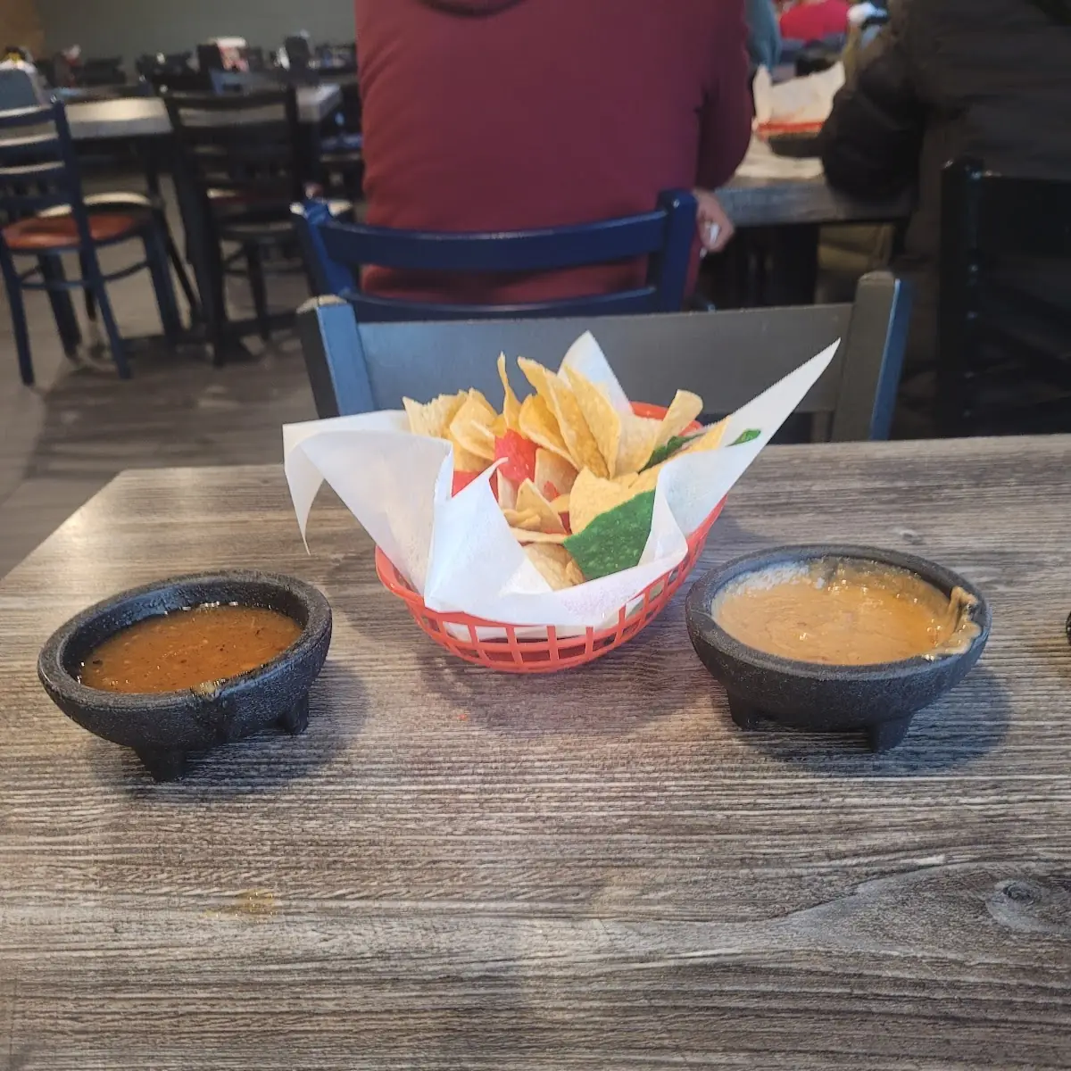 Chips Salsa and Bean Dip