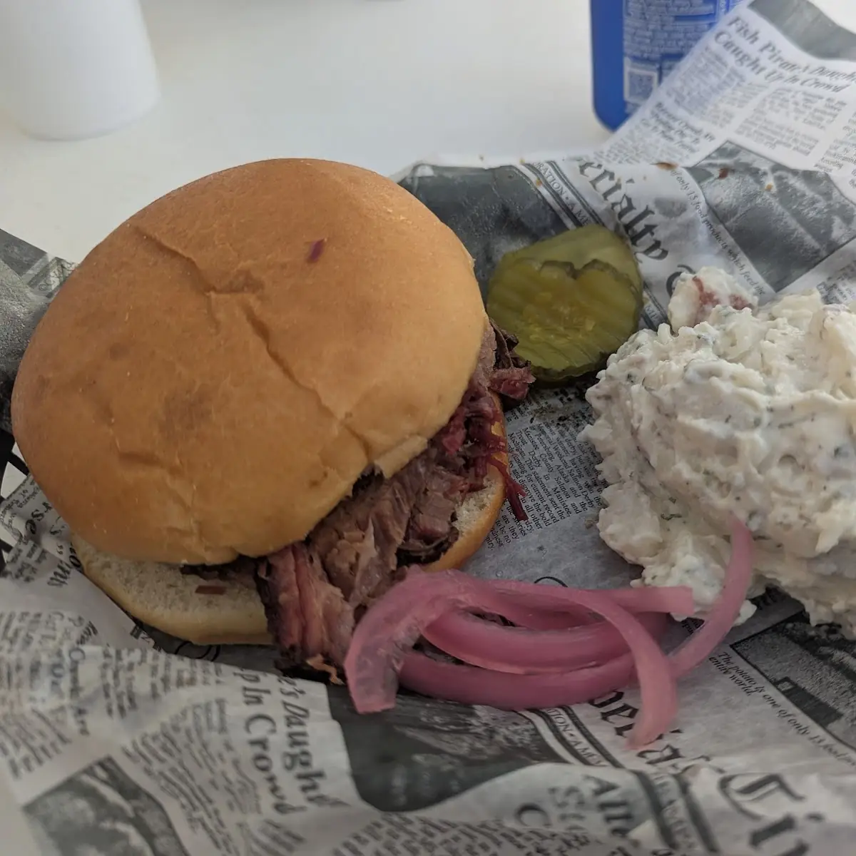 Brisket Sandwich with Potato Salad