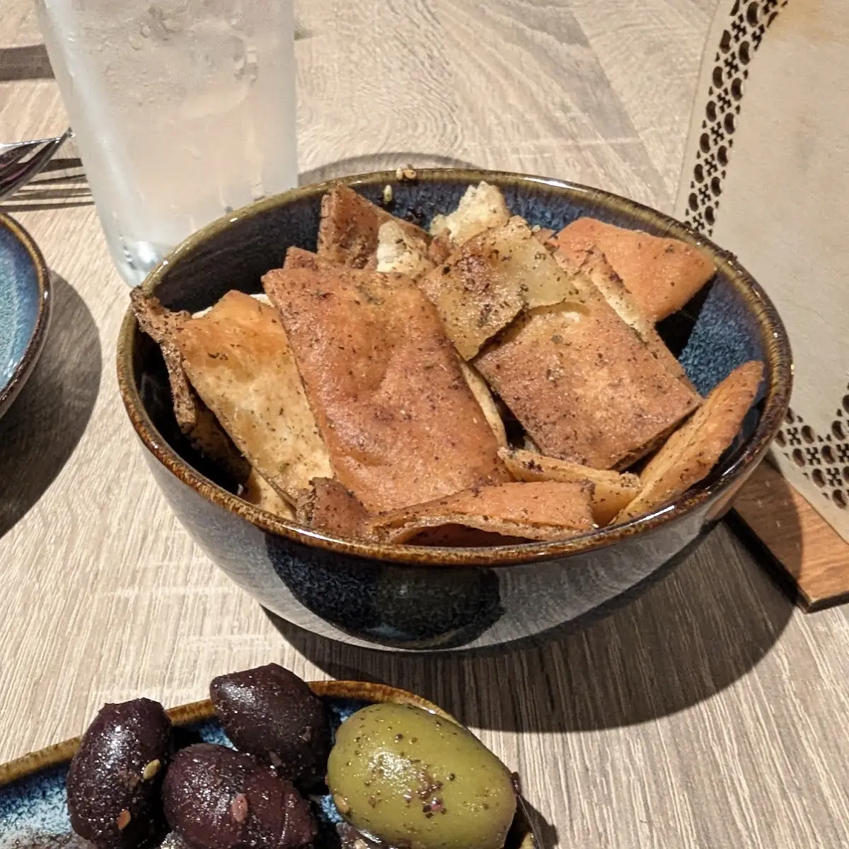 Complimentary Olives and Pita Chips