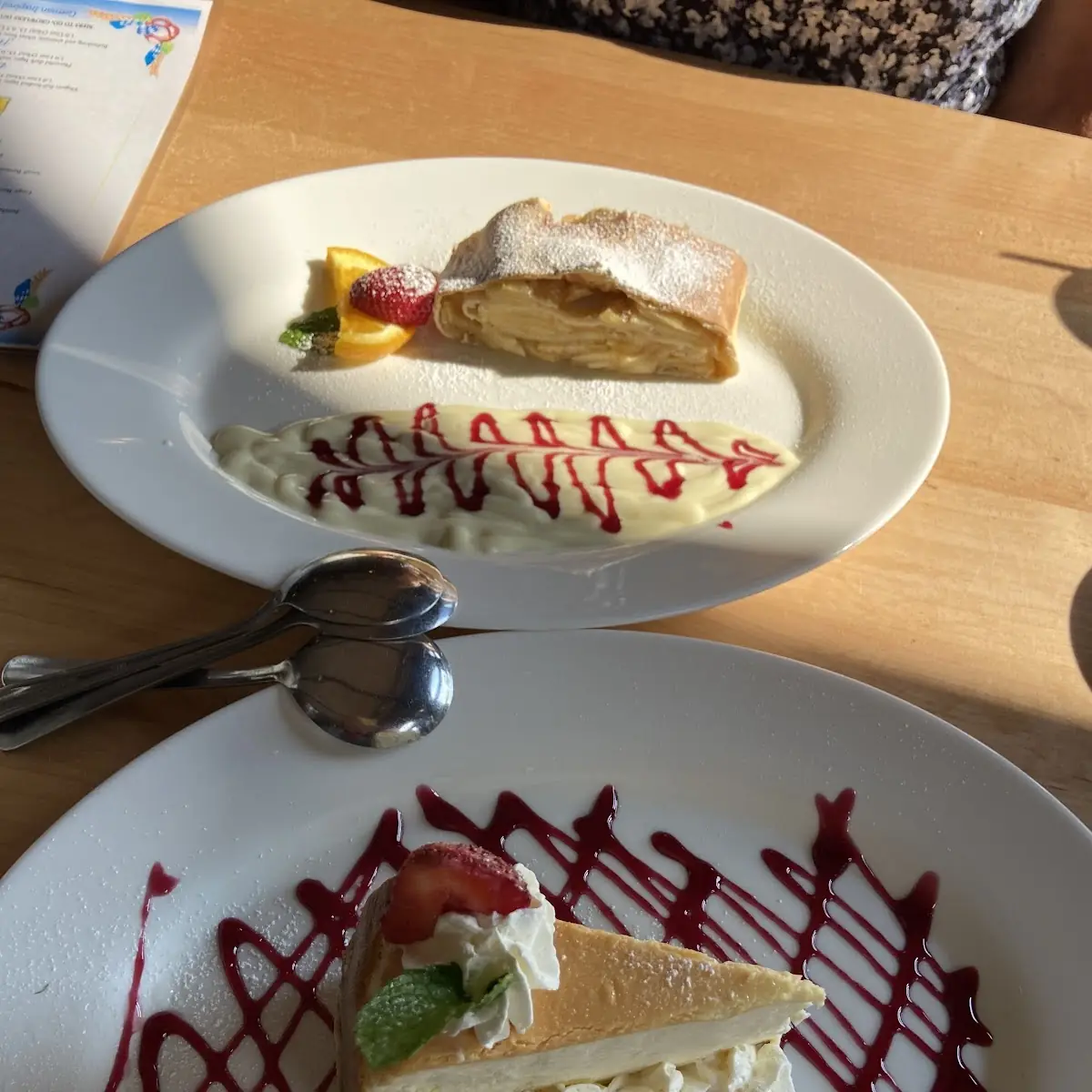 Cheese Cake and Apple Strudel