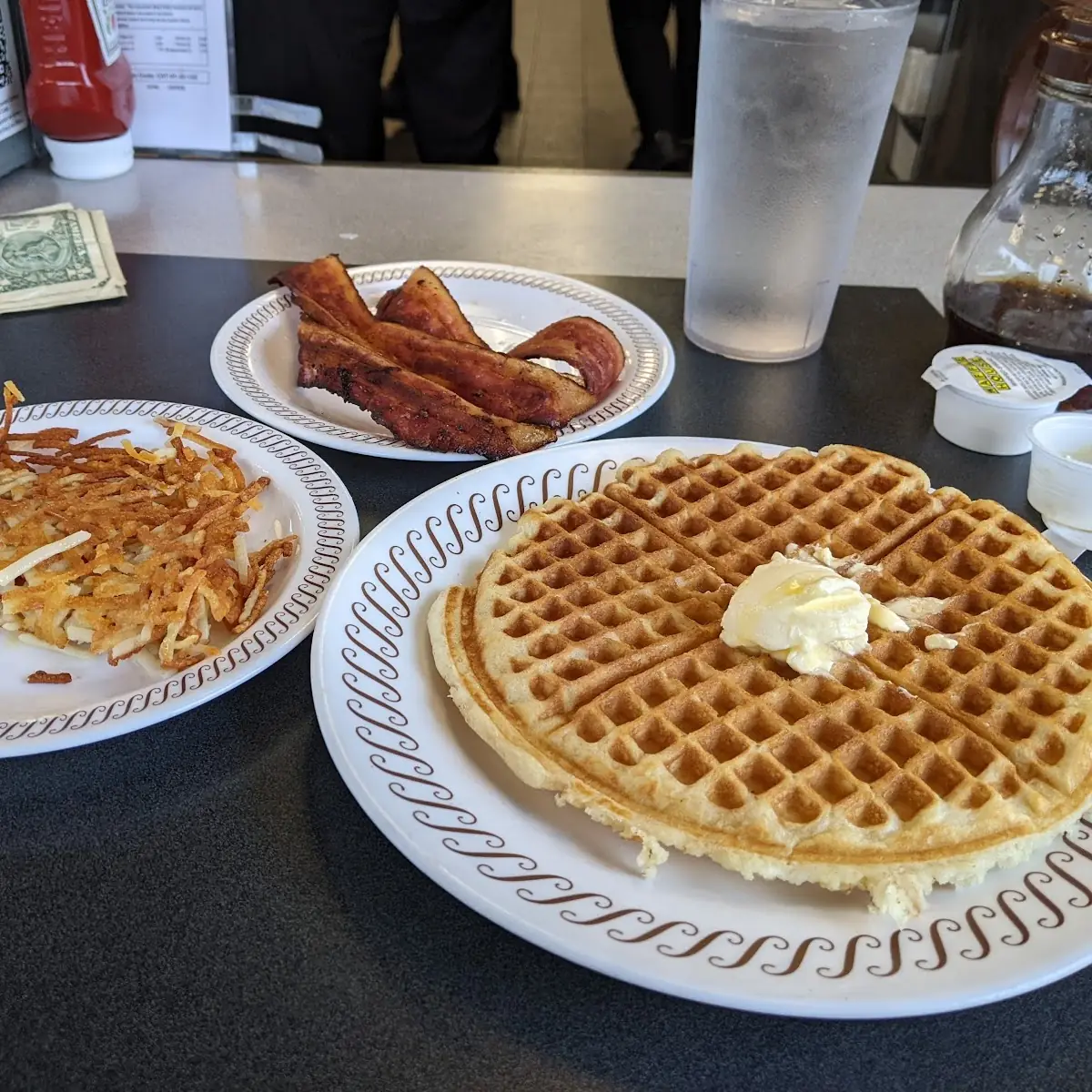 Waffle Bacon and Hash Browns