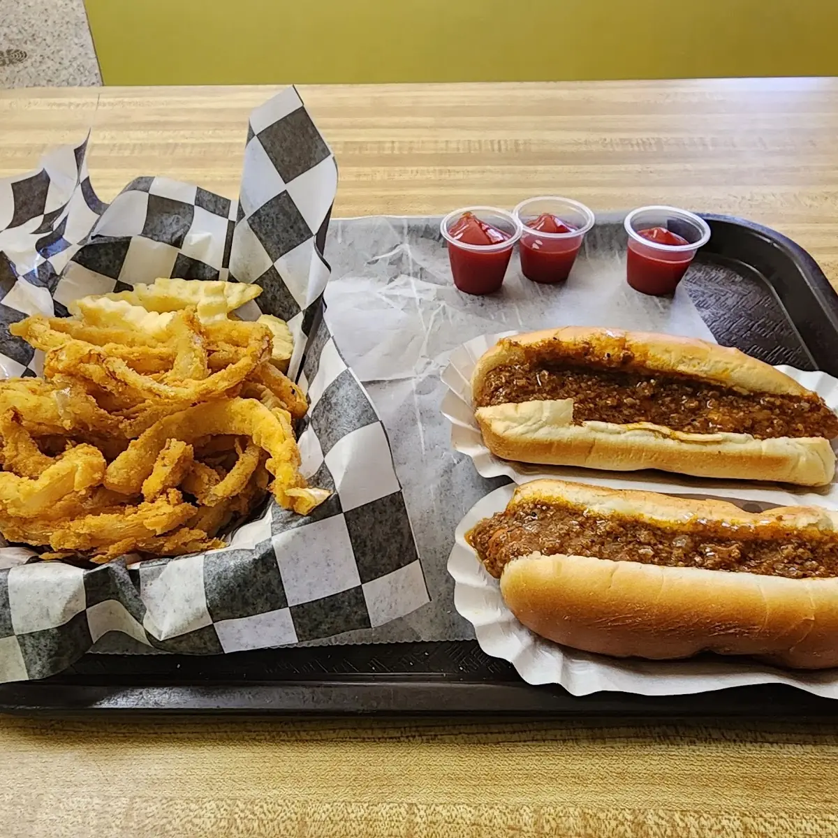 Hot Dog with Onion Rings