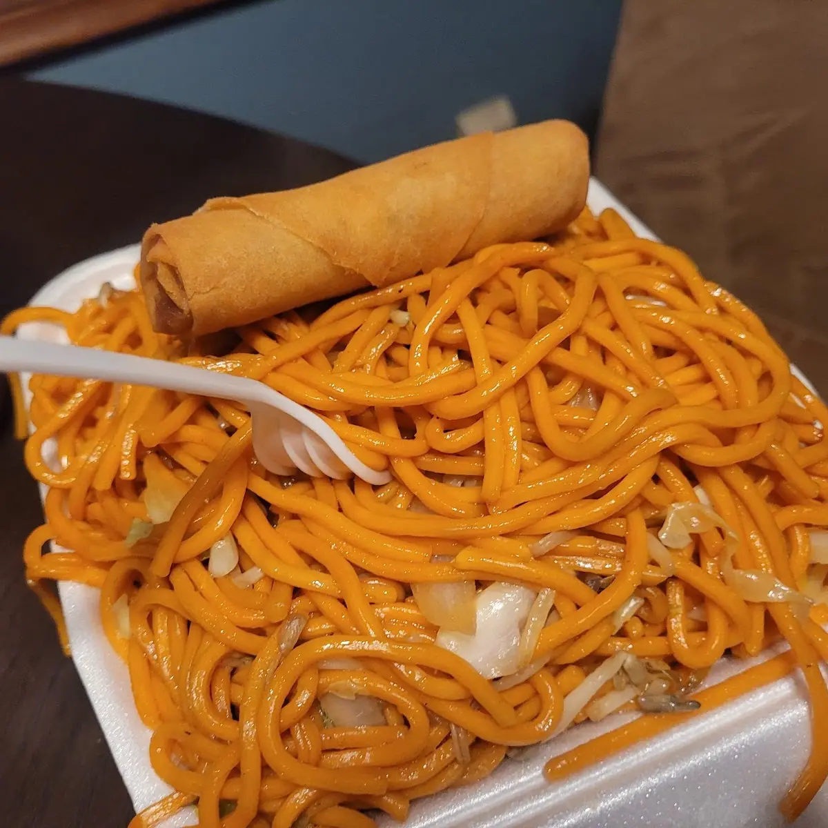 Chow Mein and Veggie Spring Roll