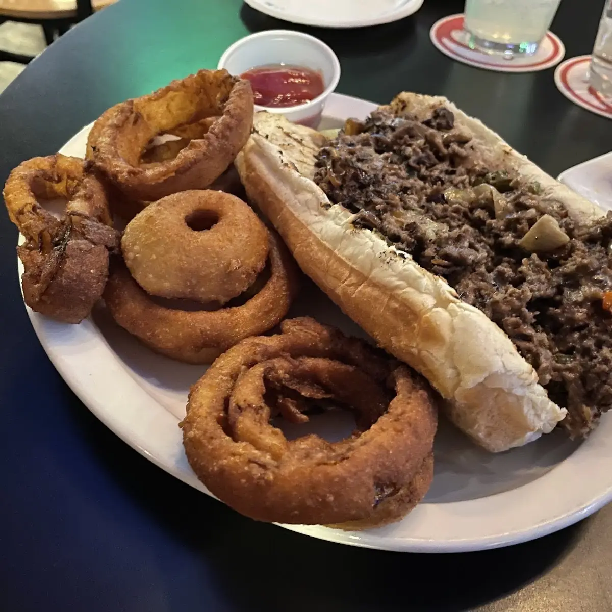 Philly Cheese Steak with Onion Rings