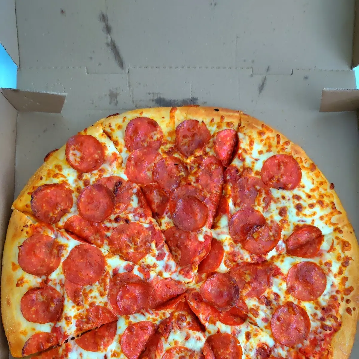 Thin Sliced Pepperoni Pizza