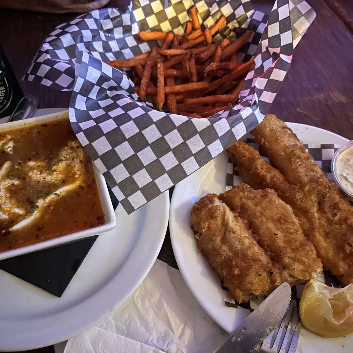 Mexican Tortilla Soup and Battered Cod Fish