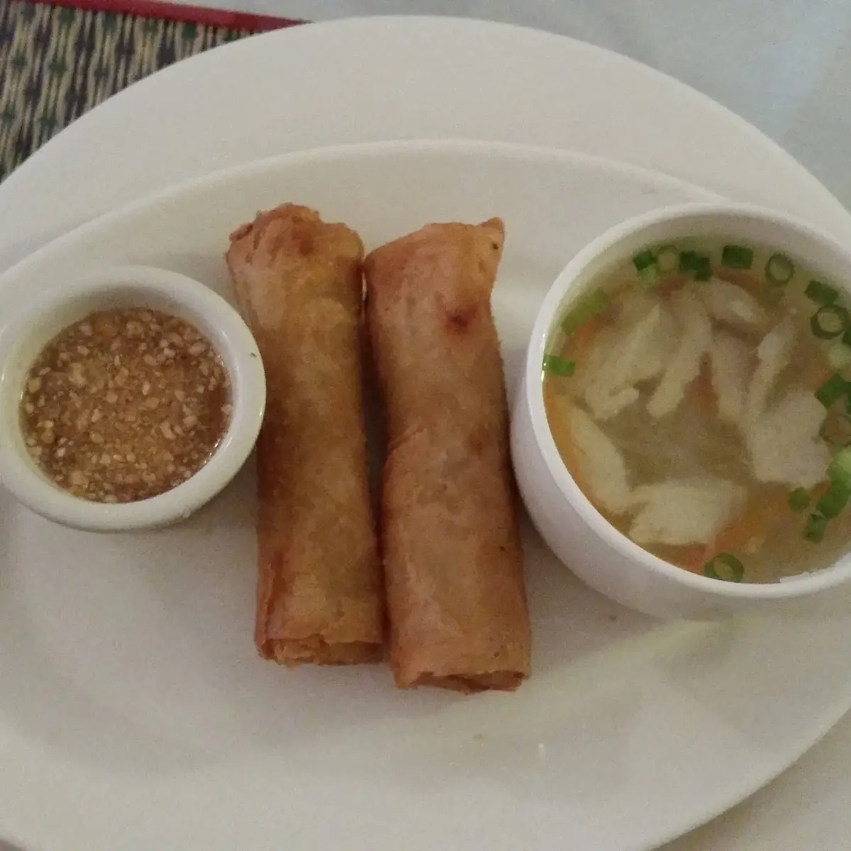Spring Rolls with Peanut Sauce and Daily Soup