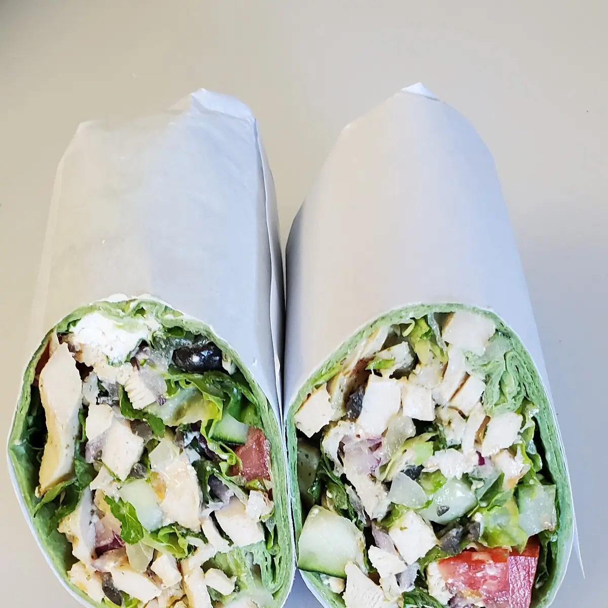 Grill Chicken Greek Salad Wrap