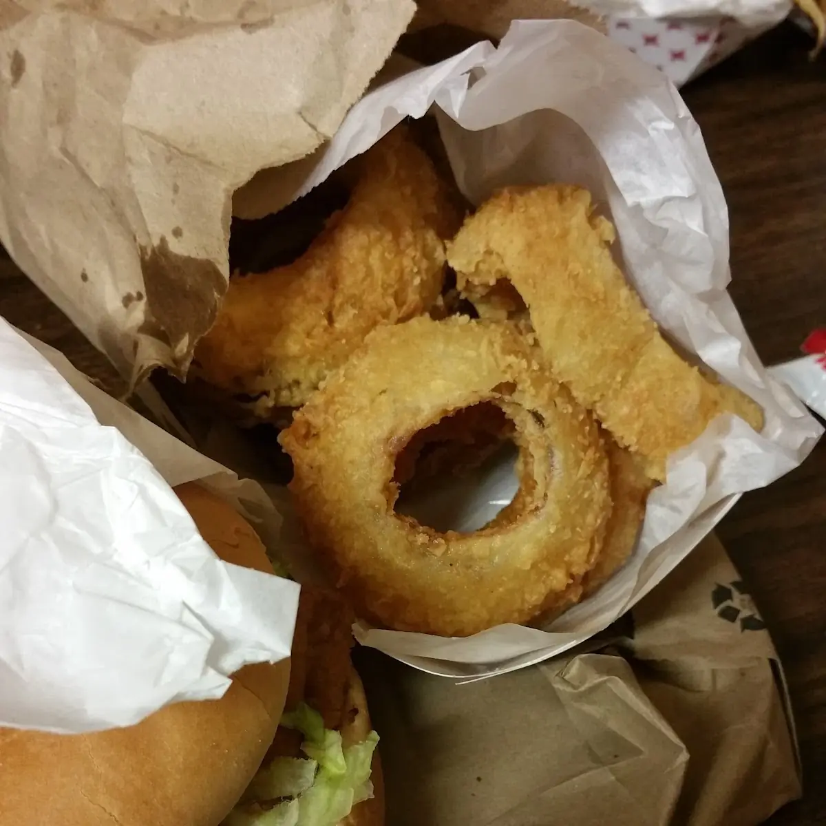 Fish Burger and Onions Rings