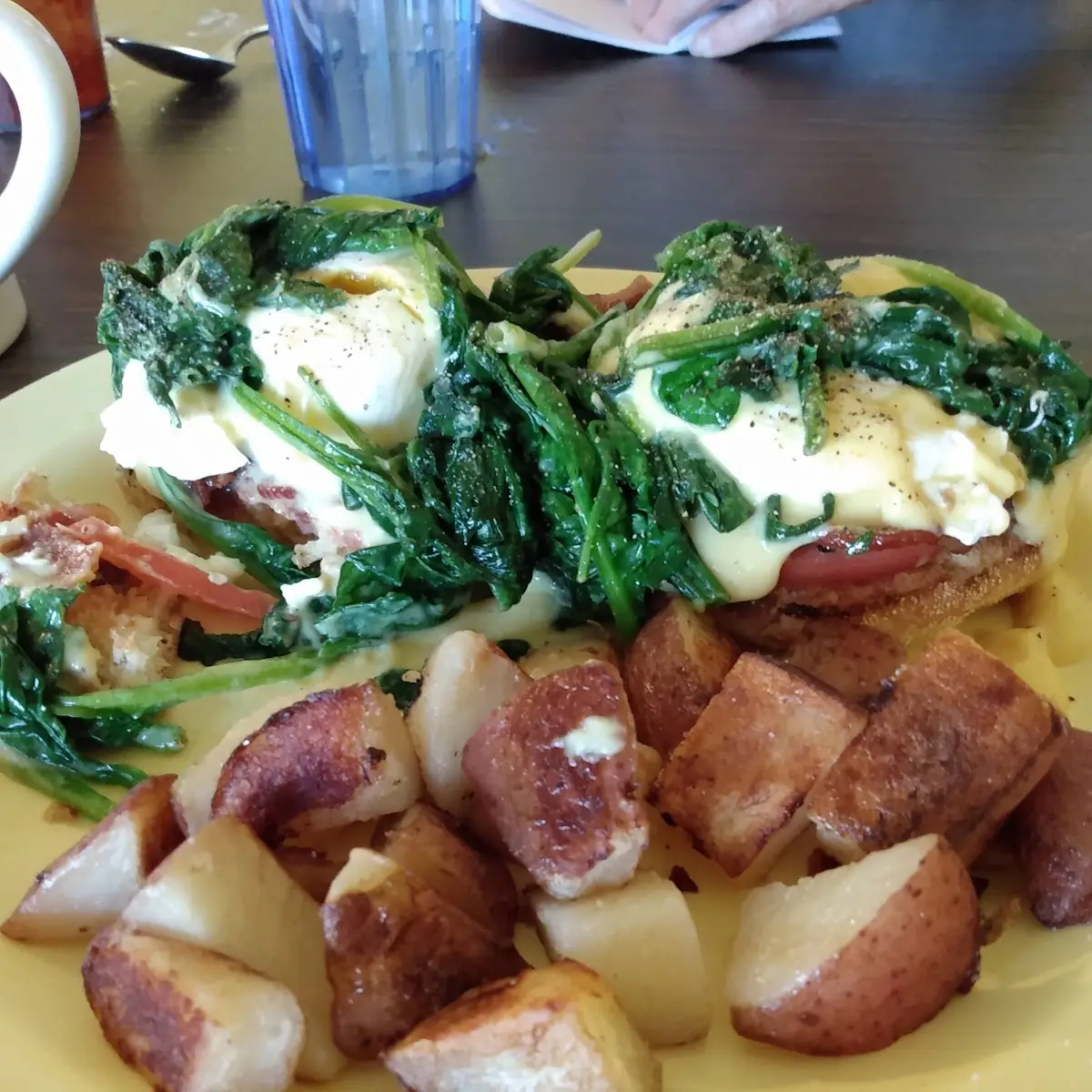 Eggs Benedict with Bacon Spinach and Hollandaise Sauce