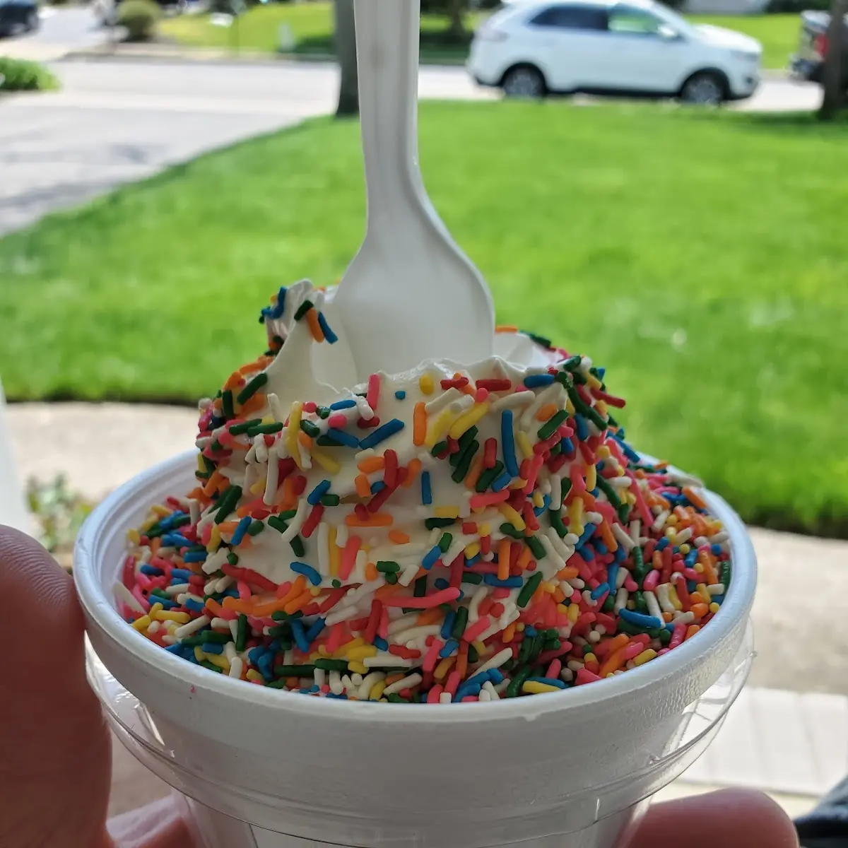 Soft Serve Vanilla with Rainbow Sprinkles