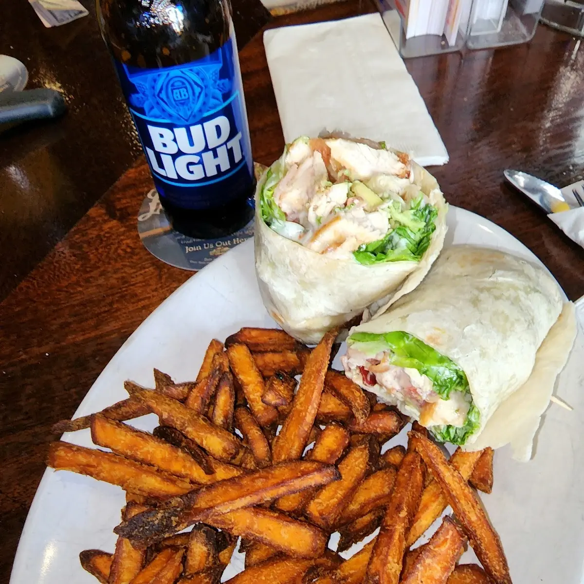 Crispy Chicken Wrap with Sweet Potato Fries