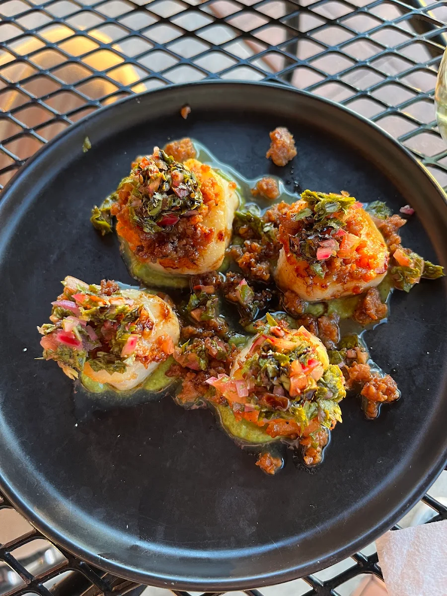 Scallops w Chorizo Chimichurri, Mudtown Station Brewery and Restaurant
