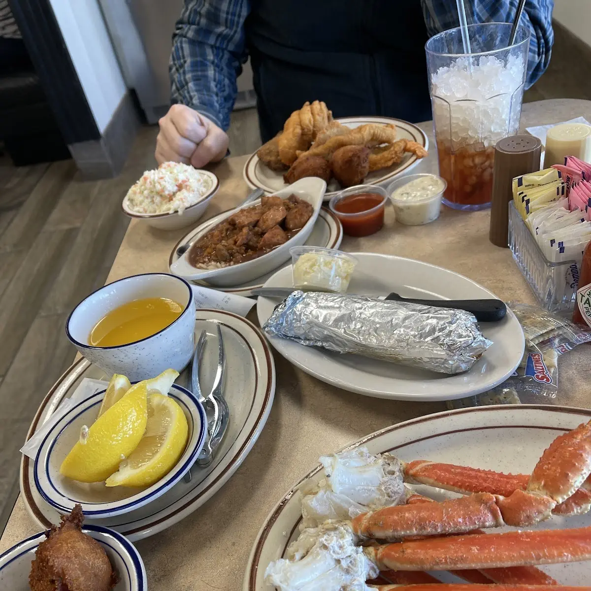 Steamed Crab Legs and Shrimp