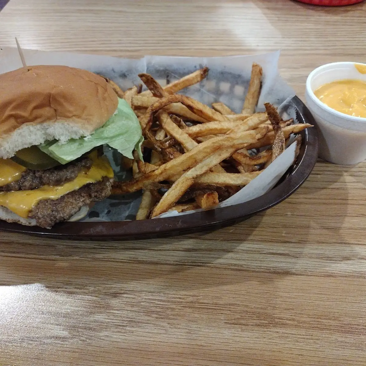 Double Cheeseburger and Fries with Cheese