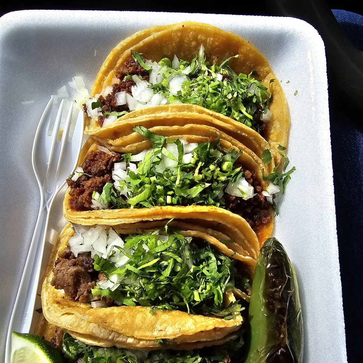 Three Tacos with Rice Beans