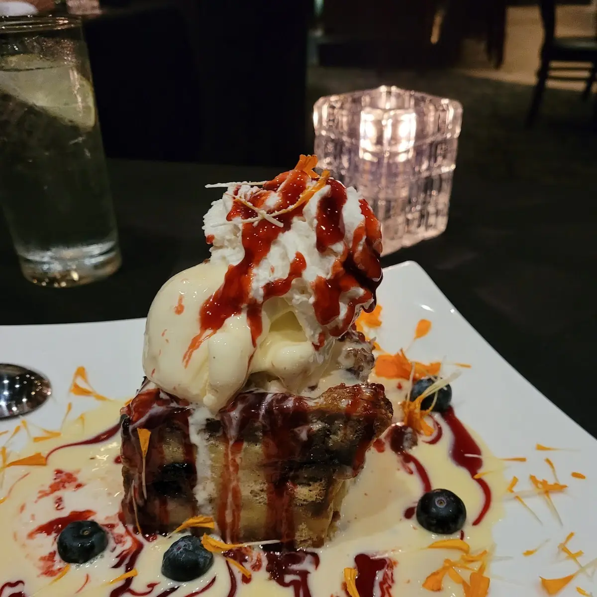 Blueberry White Chocolate Bread Pudding