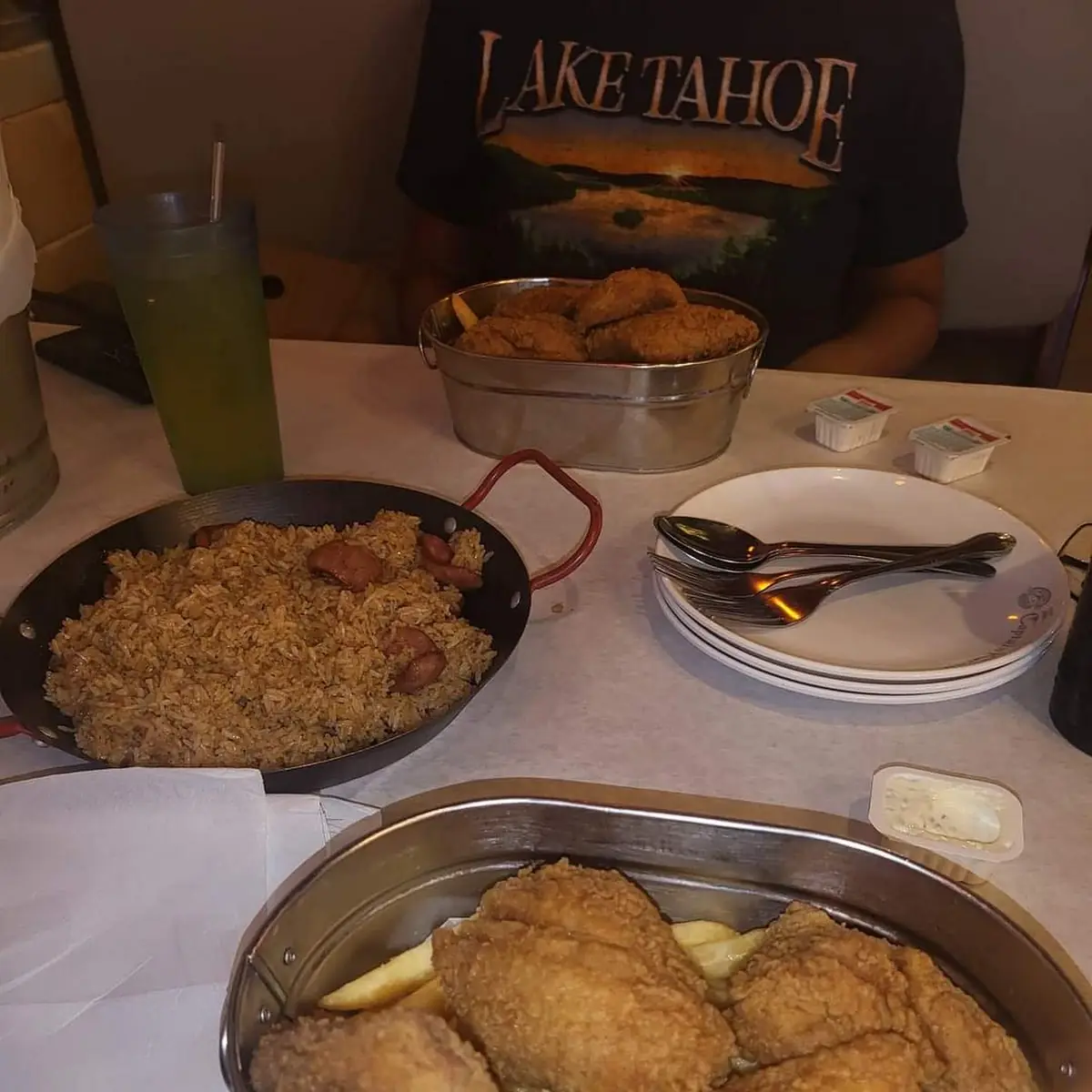 Fried Fish and Fried Rice with Sausage