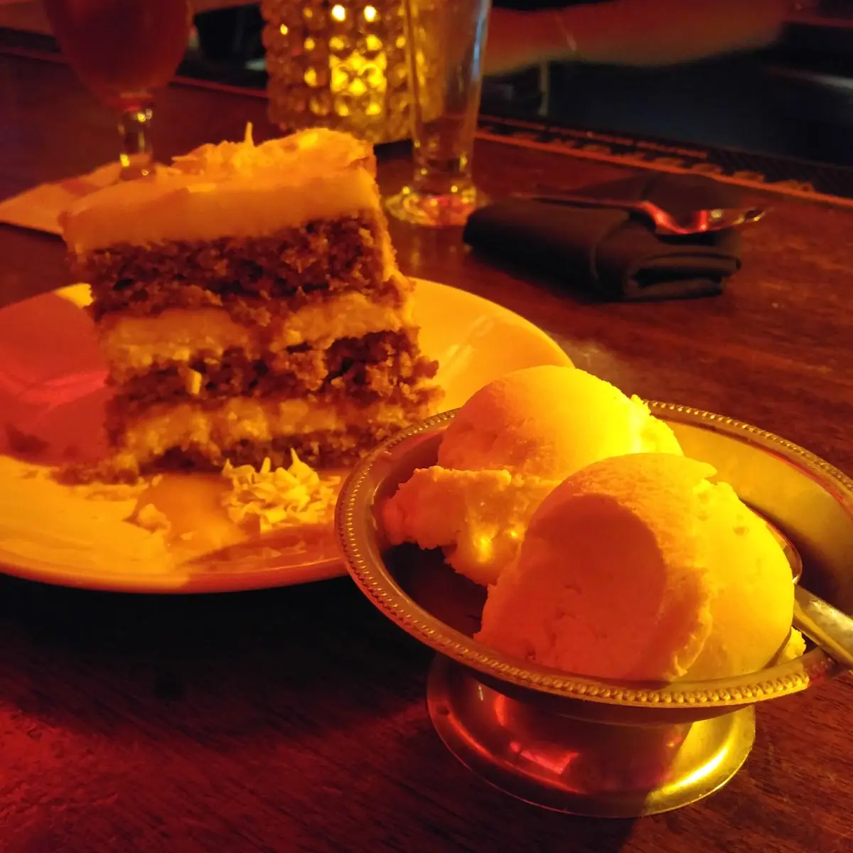 Three Layer Carrot Cake with Caramel Sauce