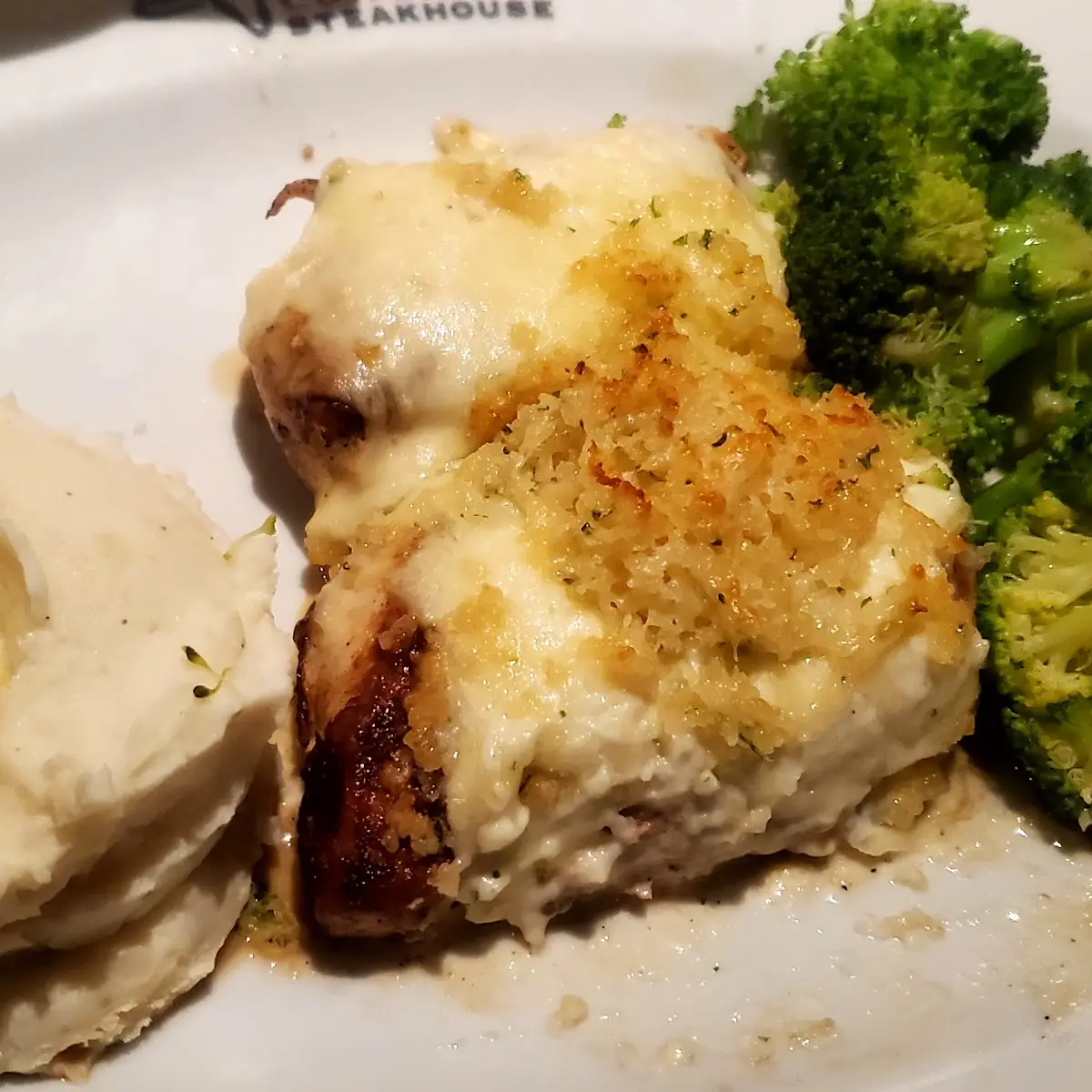 Parmesan Crusted Chicken w Broccoli and Mashed Potatoes