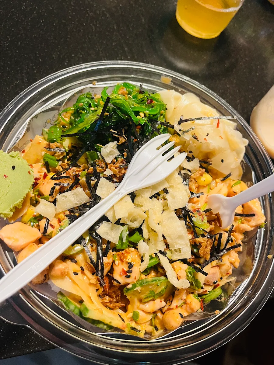 Salmon Poke Bowl with Toppings, Pokeworks TheWell