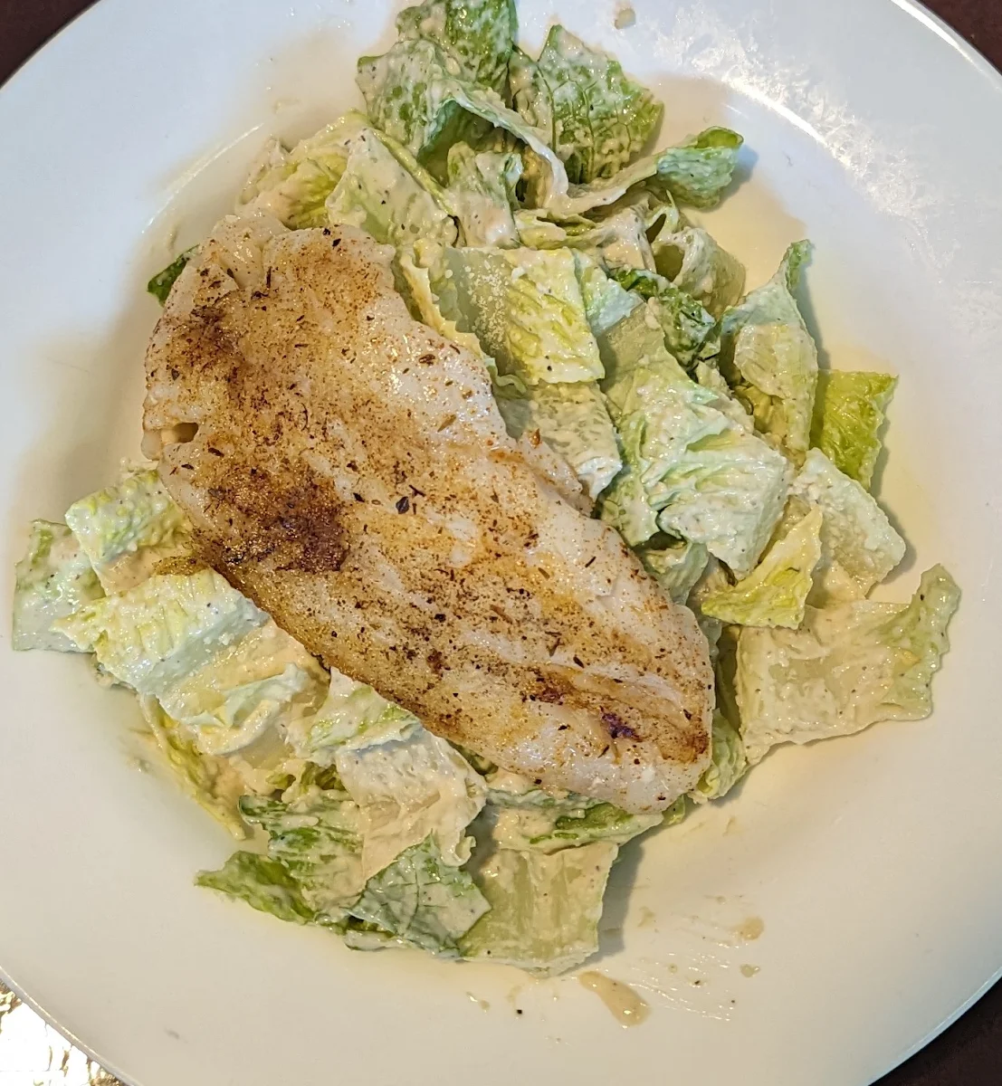 Blackened Grouper over Caesar Salad