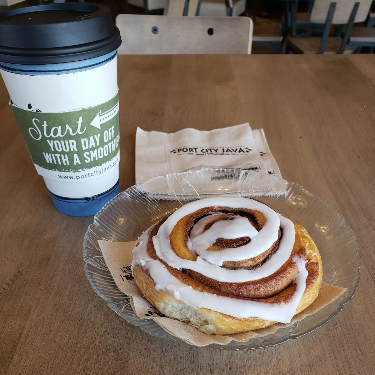 Large Tanzania Peaberry Coffee Cinnamon Roll