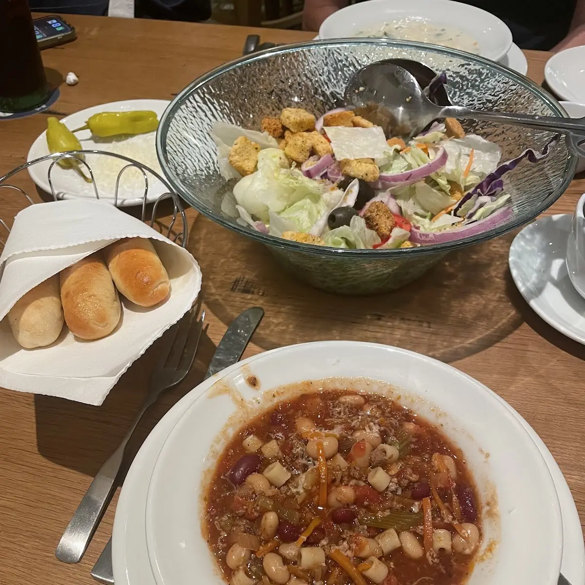 Soup Salad and Breadsticks