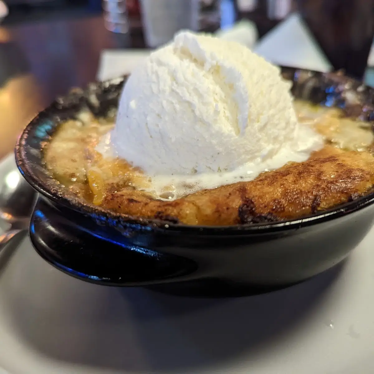 Peach Cobbler with Ice Cream