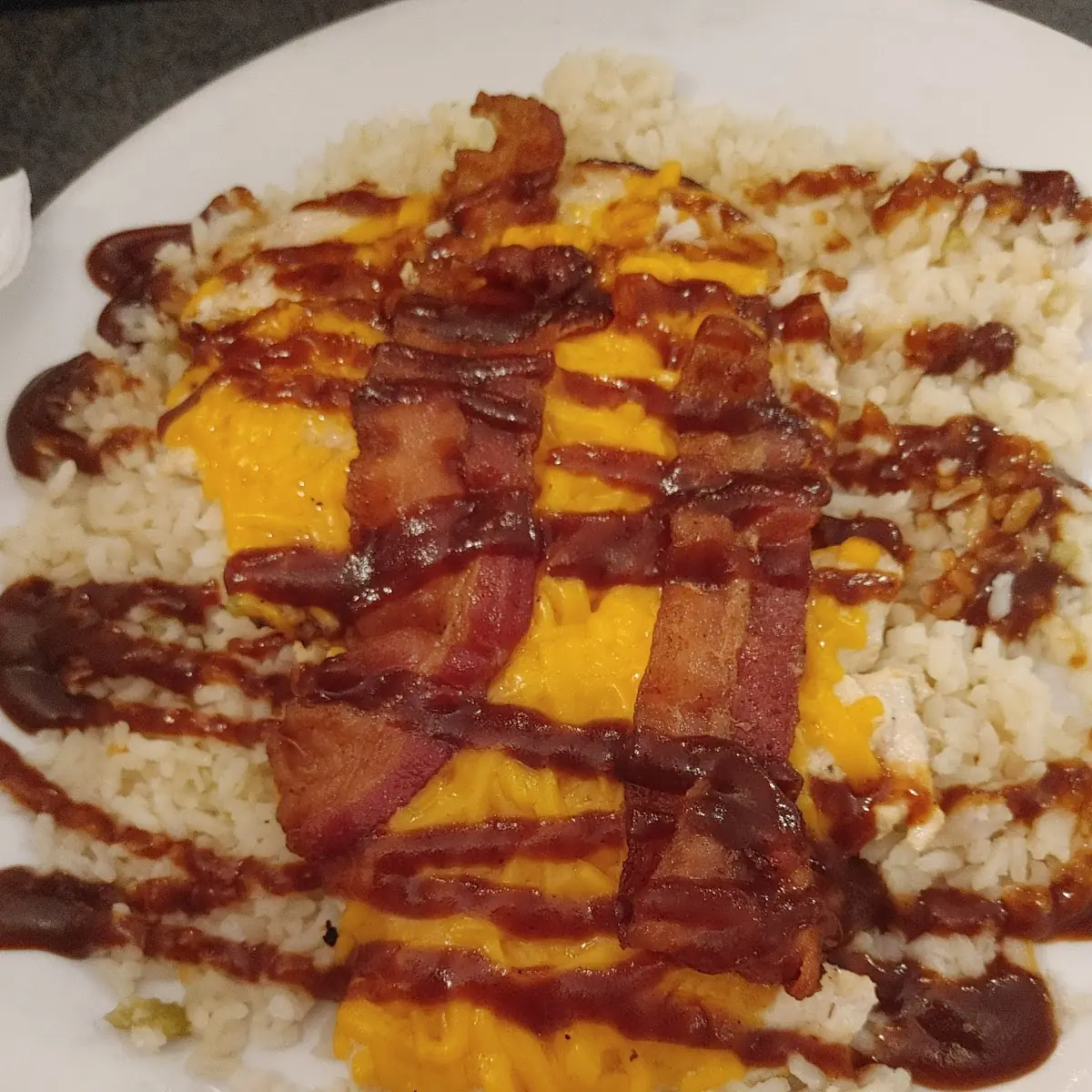 Chicken Breast Bacon N Cheese over Rice