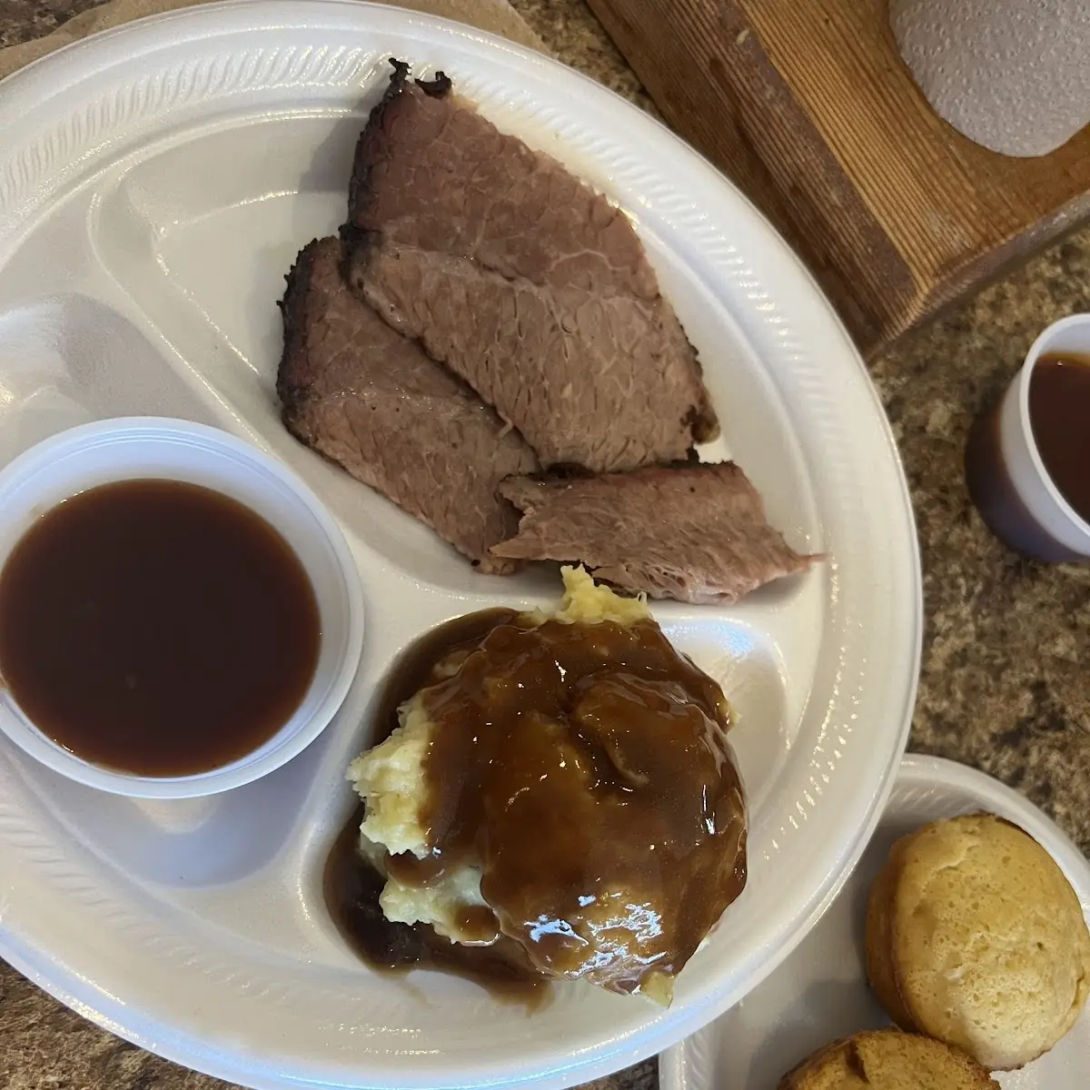 Marbled Brisket Mashed Potatoes and Corn Muffins