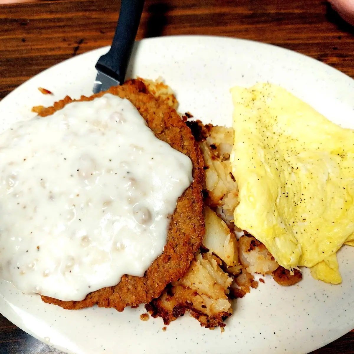 Kountry Fried Steak with Scrambled Eggs