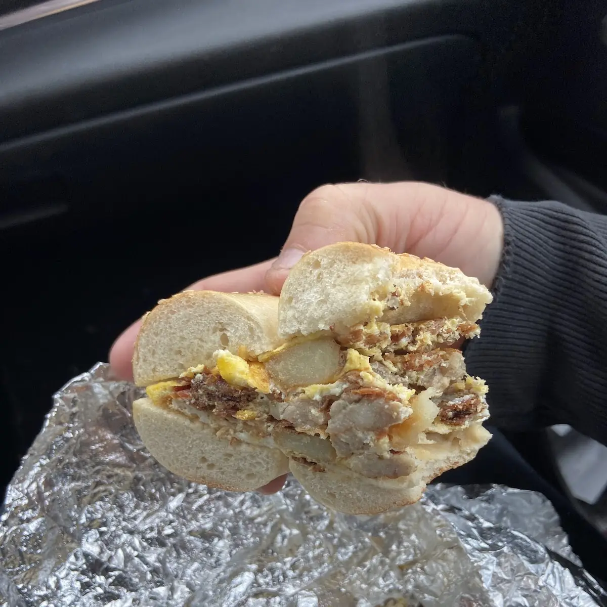 Ham Egg and Cheese Cinnamon Raisin Bagel