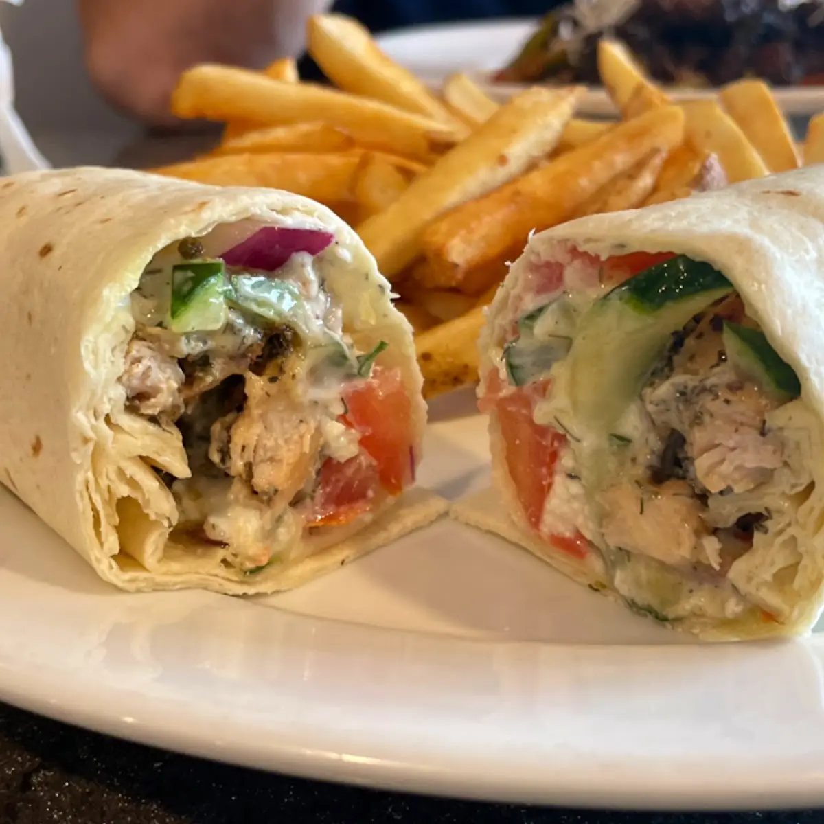 Mediterranean Chicken Wrap with Fries