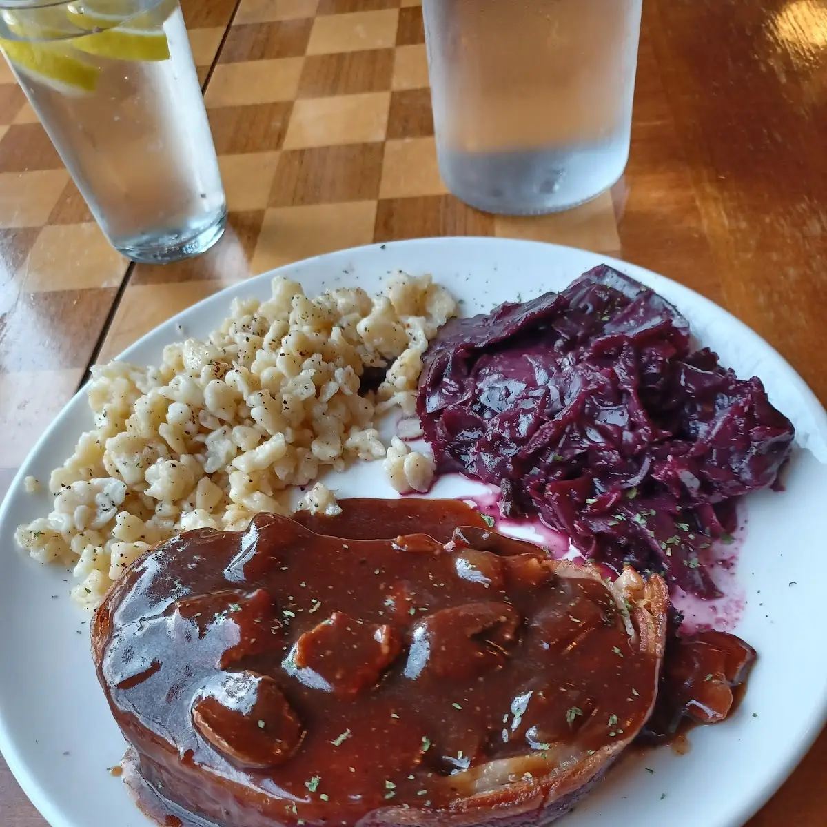 Saurbraten with Red Cabbage and Spatzel