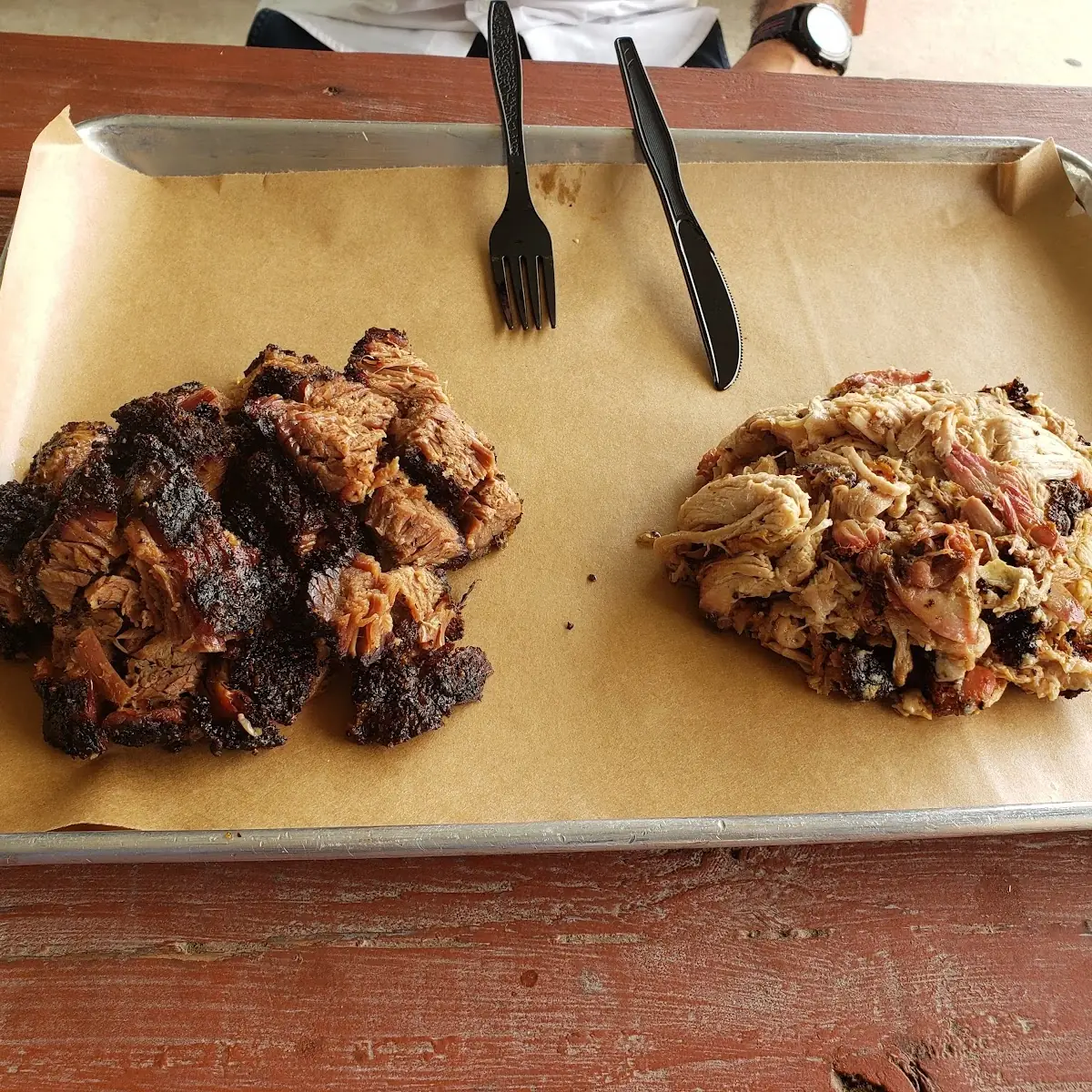 Burnt Ends Left & Pulled Pork Right