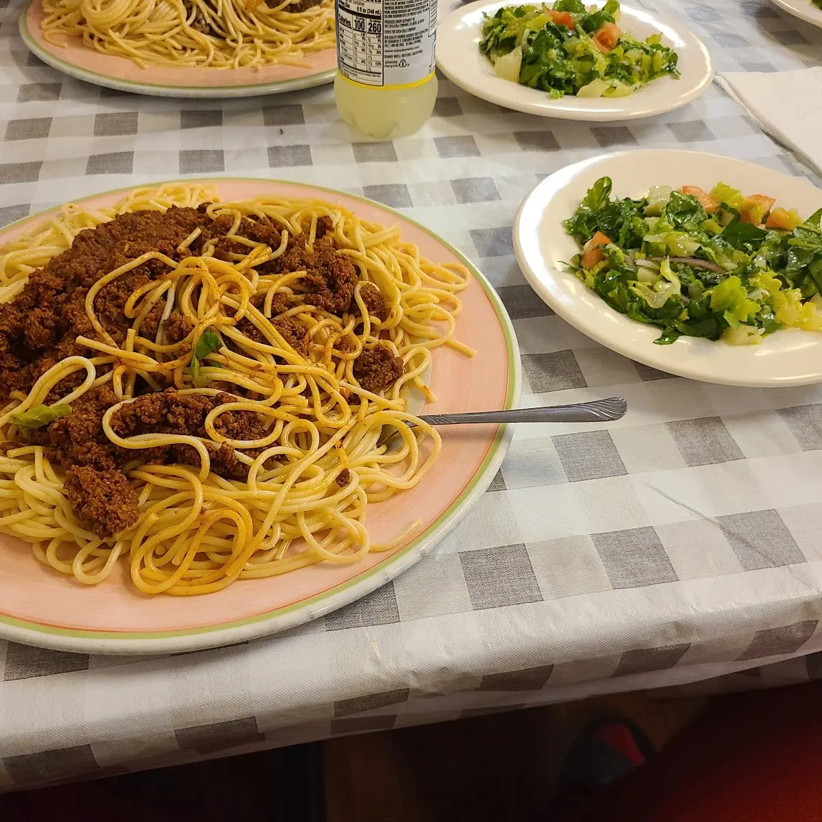 Lamb Spaghetti and Salad