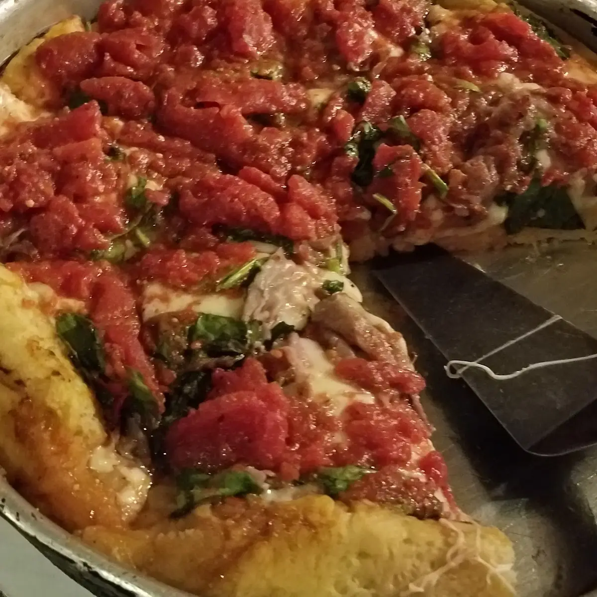 Italian Sausage and Spinach Pan Pizza