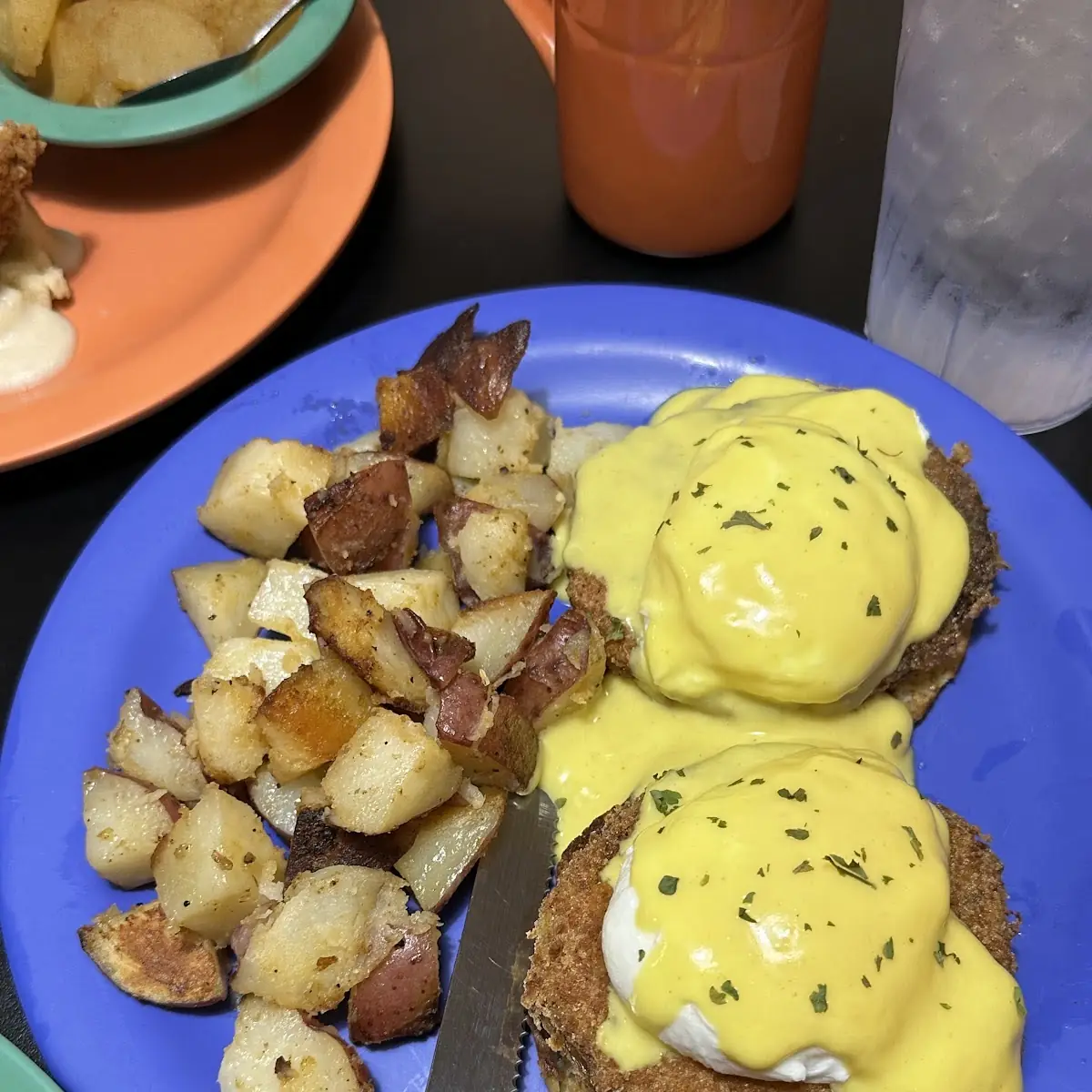 Eggs Benedict with Fried Green Tomatoes & Pimento Cheese