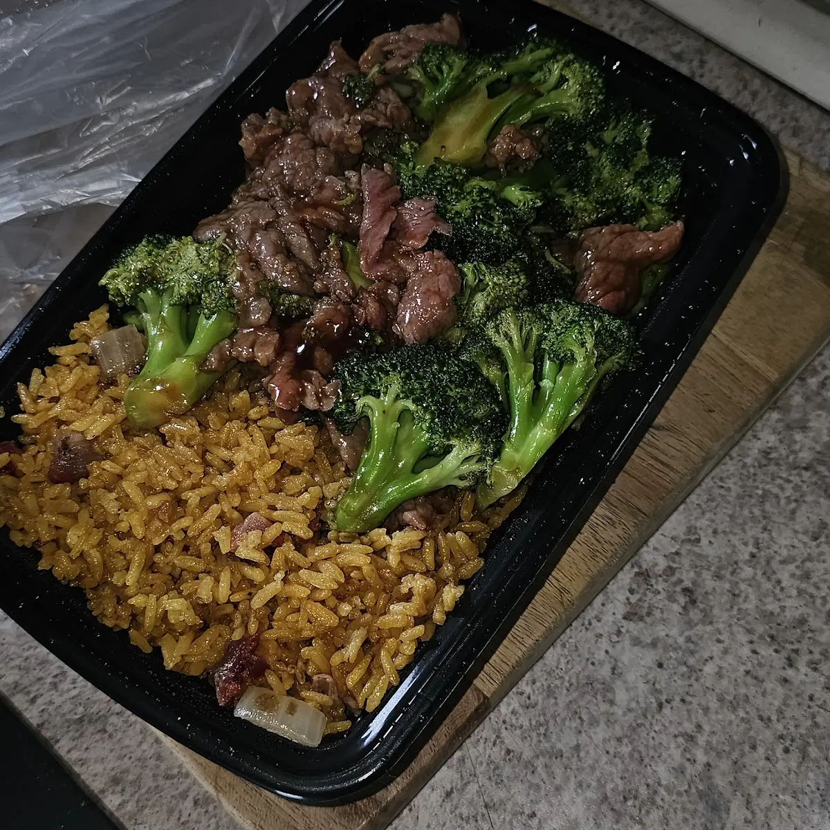 Beef with Broccoli Special Combination with Pork Fried Rice and Egg Roll